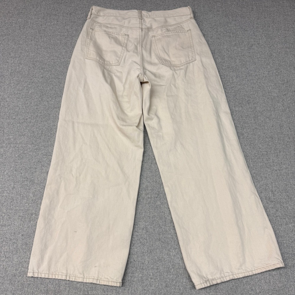 Old Navy High-Rise Baggy Wide Leg Pants Size 12 Beige Studded Side Seam Denim - Picture 10 of 11